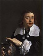 Karel du jardin Self-Portrait Holding a Roemer oil